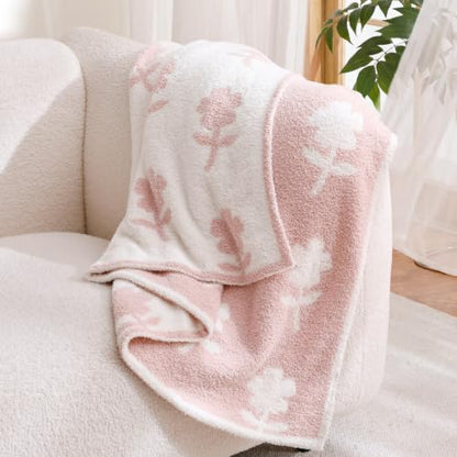 Snuggle Sac Twin Size Bedding Blanket, Pink Flower Throw Blanket for Couch, Microfiber Fluffy Warm Cozy Fuzzy Soft Reversible Blankets, Pink, 60x80 inches - color: Flower Pink, size: Twin(60"x 80")