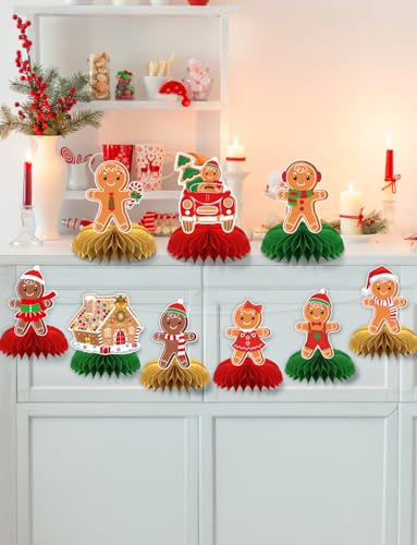 Gingerbread Centerpieces for Tables, 9Pcs Christmas Table Decorations - style: Christmas