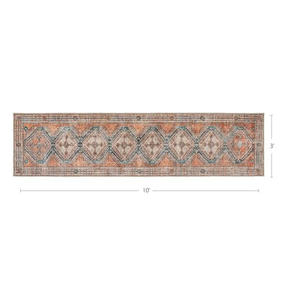 Knot Tangelo 3' x 10' Orange & Blue Runner Rug - Persian-Inspired Design - size: 3' x 10' (Rectangular)