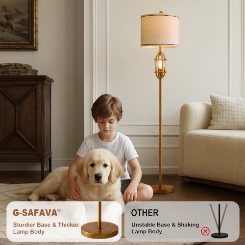 Floor Lamps for Living Room, 62.5'' Farmhouse Tall Lamp with 2 Light Source - color: Gold