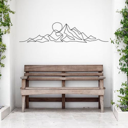 DecoSoul Mountain Large Metal Wall Art - Minimalist Mountain Range View, Unique Home Decor for Living Room - Metal Wall Hanging, Housewarming Gift - style: Mountain Sunrise