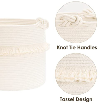 CherryNow 45L Woven Rope Baby Basket with Tassel, 16" x 13", Off-White - color: Off-white, size: 40L (16"W x 13"H)