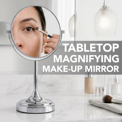 OVENTE 7" Tabletop Magnifying Makeup Mirror, Polished Chrome MNLCT70CH1X7X - color: Polished Chrome, size: 13.3"L x 6.5"W, style: Non-Lighted
