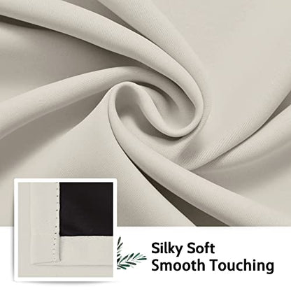 SimpleHome Cream 100% Blackout Curtains Room Darkening Living Room 63 Inch - color: Cream, size: 62"W x 63"L (Pack of 2)