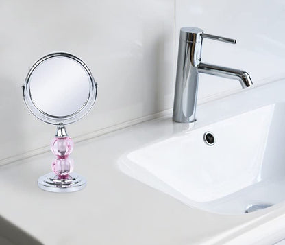 Zahari Home Aroma Magnifying Makeup Mirror with Stand, Double Sided 1X/3X Magnification, 360 Degree Swirl, 6.30 inch Pink - color: Pink, size: 6.3"L x 3.5"W