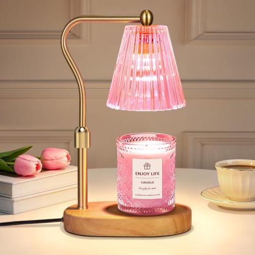 seenlast Pick Candle Warmer Lamp with Timer Dimmer Adjustable Height,Mothers Day Gifts,Electric Wax Warmer Vintage Home Decor for Scented Jar Candles,Birthday Gifts for Women - color: Pink