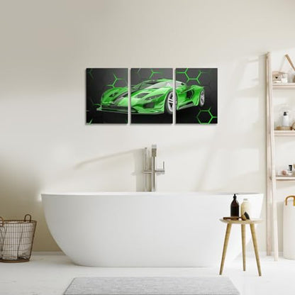 Feelyou Race Car Wall Art 12" x 16" x 3 - color: Jungle Green