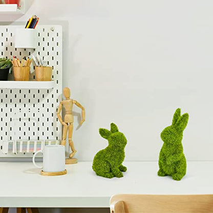 Easter Bunny Decorations,Resin Moss Bunny Figurine,Garden Artificial Moss Rabbit Easter Décor Easter Party Favors Gifts (4PCS) - size: Small 4PCS