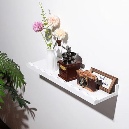 Suzile 2 Pcs Scalloped Floating Wall Shelves,23",White - color: White, size: 23"