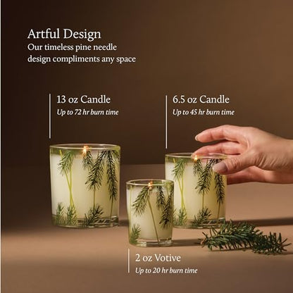 Thymes Frasier Fir Pine Needle Candle – Holiday Candles for Home Scented with Notes of Crisp Siberian Fir, Cedarwood & Sandalwood – Christmas Decor (2 oz) (Pack of 2) - size: 2 oz (Pack of 2)