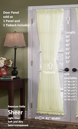 Today's Curtain, Emelia Door Panel Sheer 26", Ecru, 41" W x 26" L, with Tieback - color: Ecru, size: 41"W x 26"L (Pack of 1)