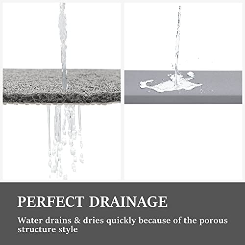 LuxStep Shower Mat Bathtub Mat,Non-Slip Bath Mat with Drain, Quick Drying - color: Stylish Grey, size: 36" x 24"