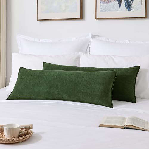 Soft Waterproof 14"x36" Long Lumbar Pillow Cover 1 Pack, Moss Green - color: Moss Green, size: 36" x 14" (Pack of 1)