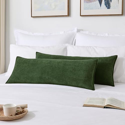 Soft Waterproof 14"x36" Long Lumbar Pillow Cover 1 Pack, Moss Green - color: Moss Green, size: 36" x 14" (Pack of 1)