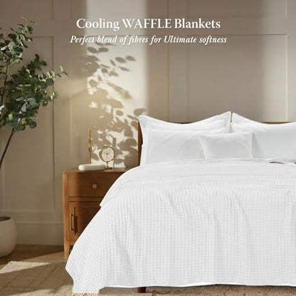 Threadmill Twin Waffle Bed Blanket, Rayon Derived from Bamboo, White - color: White, size: Twin (68" x 92")
