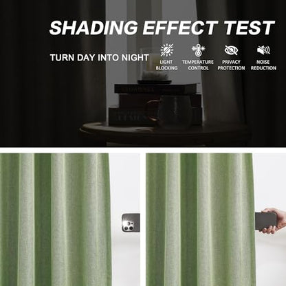DUALIFE Sage Green Pinch Pleated Blackout Curtains 40 x 63 Inches Long, Back Tab Drapes for Living Room Bedroom Thermal Insulated Full Blackout Draperies with Hooks - color: Sage, size: 40"W x 63"L (Pack of 2)