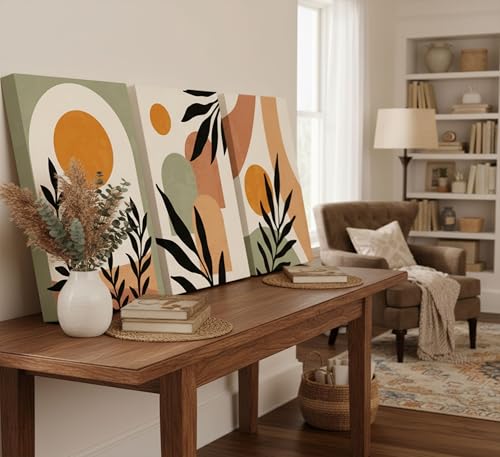 LAJDXSX 3 Pcs Mid Century Modern Boho Sun Canvas Wall Art - color: Boho Sun, size: 16x24in-Canvas