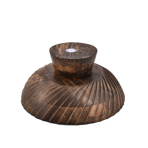 Samhita Fruit Bowl Pedestal Wooden Centerpiece Bowl for Kitchen Counter, Dining Table & Farmhouse Home Décor Display (10" x 10" x 4.75")
