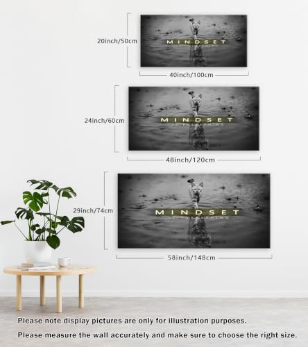 Baisuwallart Cat Tiger Reflection Canvas Wall Art Mindset Motivation Poster - color: Black, size: 40"L x 20"W