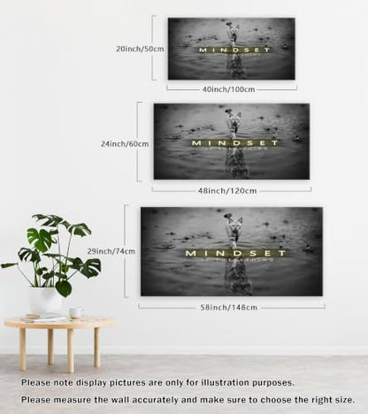 Baisuwallart Cat Tiger Reflection Canvas Wall Art Mindset Motivation Poster - color: Black, size: 58"L x 29"W