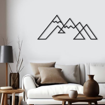 DecoSoul Mountain Metal Wall Art Decor, Large Metal Mountain Wall Art, Snowy Range View Wall Decoration, Minimalist Home Decor, Nature Decorations, Office Art, Housewarming Gift - style: Snowy Mountain