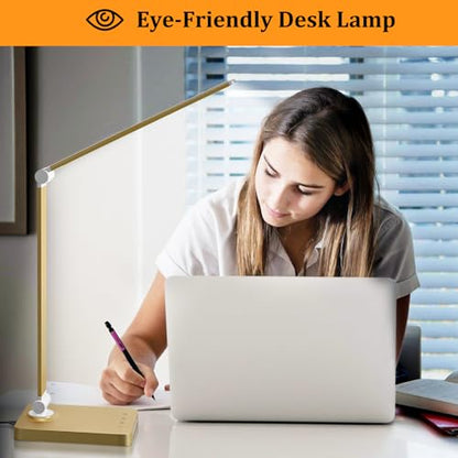 LED Desk Lamp with USB Ports,Touch Desk Lamps for Home Office with 5 Modes - color: Gold