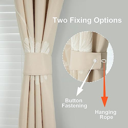 VOGOL Floral Embroidered Grommet Curtains, 52 x 63, 2 Panels, Beige - color: Beige, size: 52"W x 63"L (Pack of 2)