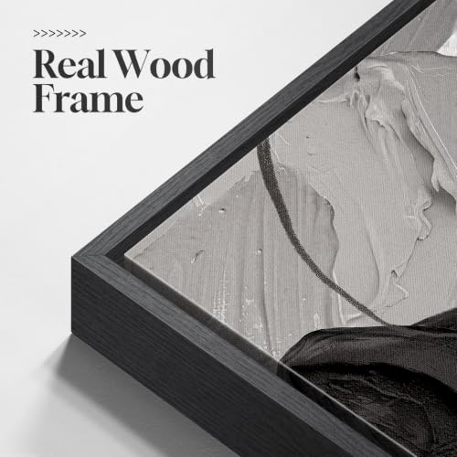 Extra Large Framed Black and White Neutral Abstract Wall Art Vertical 40x60 - color: Black Gray Forms, size: 60"L x 40"W
