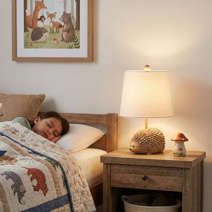 Hedgehog Table Lamp.Resin Woodland Animal Accent Lamp For Bedroom,Nursery - color: Hedgehog-Brown