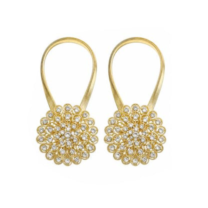 Magnetic Tiebacks for Curtain 2 Pack, Gold Crystal Flower Holdback - color: Gold