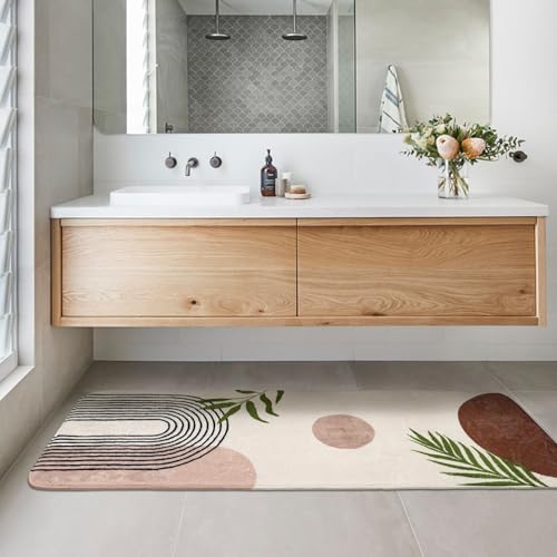 Boho Bathroom Runner Rugs 24 x 60 Non Slip, Large Long Bathroom Rug Cute Bath Mat for Bathtub Washable Shower Rug - color: Brown, size: 2' x 5' (Runner)