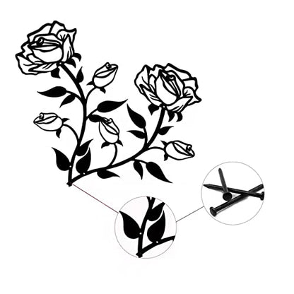 ESTART Large Rose Flower Wall Decor, 15“H Black Rose Flower Metal Wall Art - color: 2 Pieces