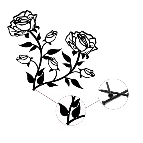 ESTART Large Rose Flower Wall Decor, 15“H Black Rose Flower Metal Wall Art - color: 2 Pieces