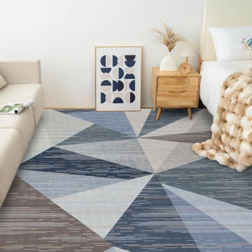 HOMFINE Washable Modern Area Rug - Geometry Style 4x6 Rugs for Living Room, Bedroom, Machine Washable Rug Soft Non Slip Non Shedding Area Rug - Blue, 4'x6' - color: Blue, size: 4' x 6' (Rectangular)