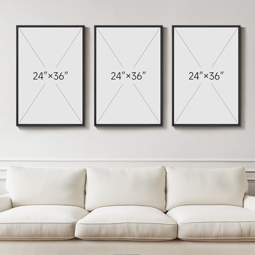 Large Framed Black and White Abstract Wall Art for Living Room, 3 Piece - color: Block, size: 24" W x 36" H x 3Pcs