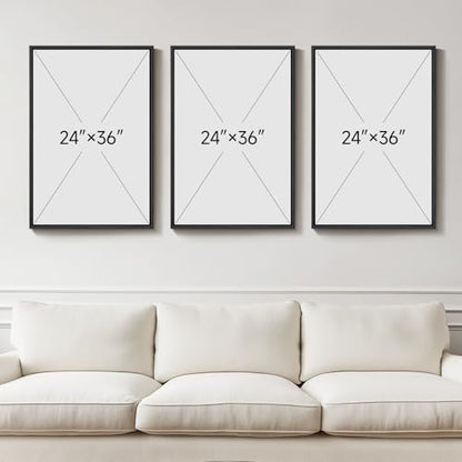 Large Framed Black and White Abstract Wall Art for Living Room, 3 Piece - color: Block, size: 24" W x 36" H x 3Pcs