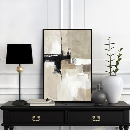 SAFERRYHOME Neutral Abstract Beige,Gray and Black Wall Art Set of 2,16"x24" - color: Neutral, size: 16" x 24" x 2 Panel Framed