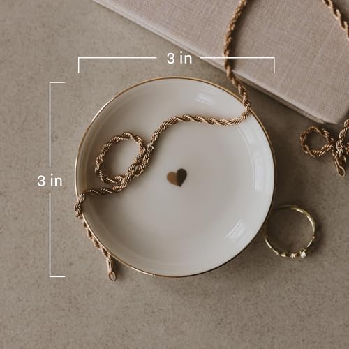 Sweet Water Decor Gold Heart Jewelry Dish Tray - Elegant Ceramic Ring Dish for Home Decor, Bridal Parties, Jewelry Storage, Rings, and Earrings Organizer - style: Gold Heart