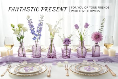 SUPMIND 16 Small Purple Glass Bud Vase, Flower Vase for Table Centerpieces - color: Purple
