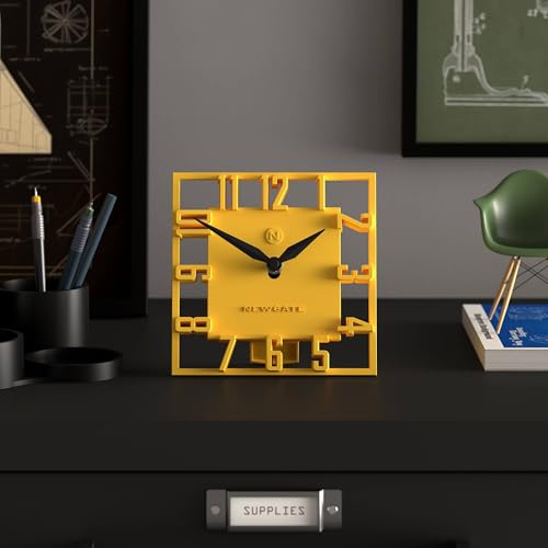 NEWGATE® Highline Desk Clock | Square Skeleton Clock | Yellow - color: Citrus Yellow