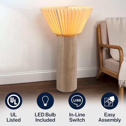 JONATHAN Y Archer Floor Lamp Modern Minimalist Mango Wood Base 37", Natural - color: Natural