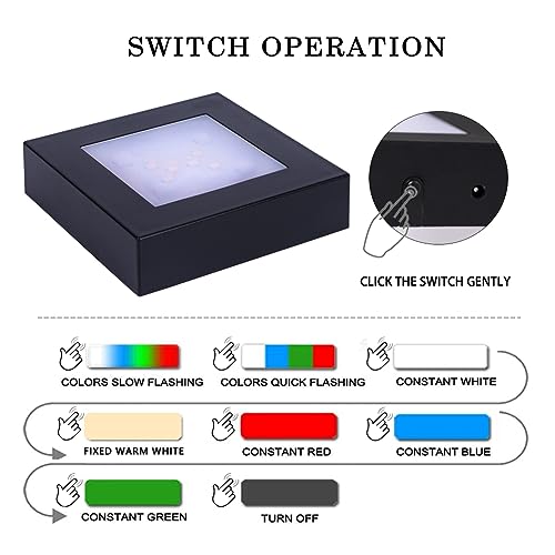 LED Multimodal Multicolor Light Stand Base - Black Square Display Base for 3D Crystal Glass Art - USB/Battery Powered Crystal Stand - color: C-multi-mode Black Base