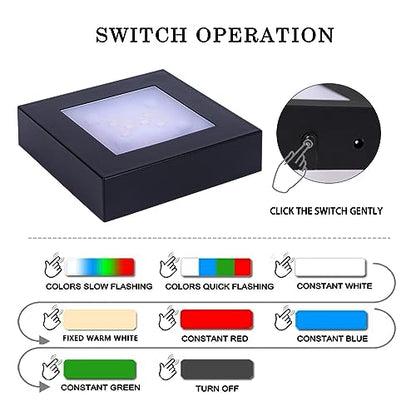 LED Multimodal Multicolor Light Stand Base - Black Square Display Base for 3D Crystal Glass Art - USB/Battery Powered Crystal Stand - color: C-multi-mode Black Base