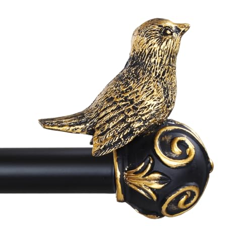Curtain Rods for Windows 28-48 Inch, Gold Curtain Rod with Bird Finials - size: 28-48