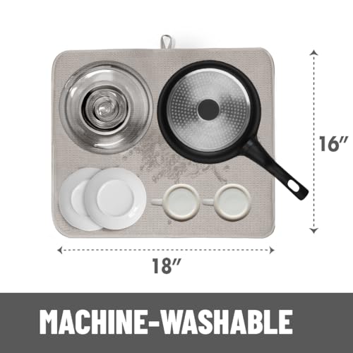 Bellemain Dish Drying Mat, Drying Matt ,16 x 18 Inch - Light Grey - color: Light Grey, size: 16" x 18"
