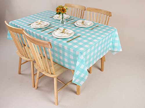 Kesfey Blue Gingham Tablecloth Picnic Party Checkered Table Cover 3 Packs - color: Aqua and White