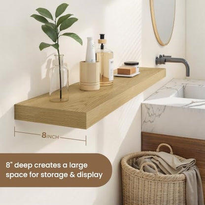 Dreamland 20 Inches Wall Mounted Wood Floating Shelves, Oak, 2 Pack - color: Oak, size: 20in