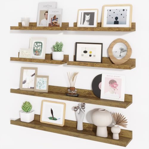 Picture Ledge Shelf, Floating Shelves for Wall Decor, Brown, Set of 6, 30'' - color: Rustic Brown, size: 30 inch
