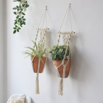 Artilady Macrame Plant Hanger, Boho Hanging Planter for Indoor Plants - color: White D
