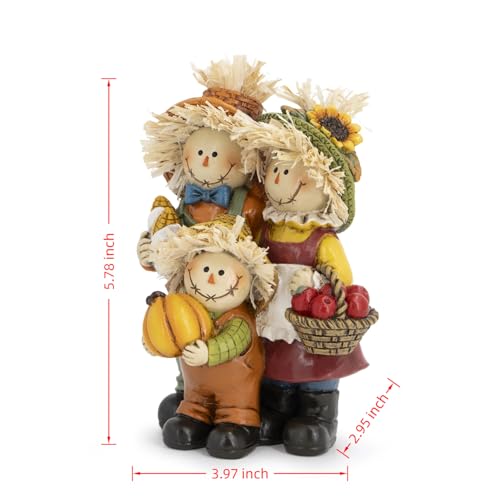 Hodao Fall Scarecrow Family Figurine, Autumn Harvest Thanksgiving Decor - color: Scarecrow Family Figurines